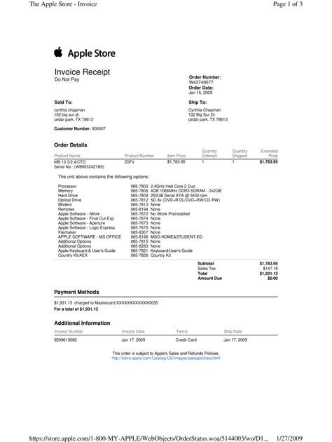 Apple Invoice Template
