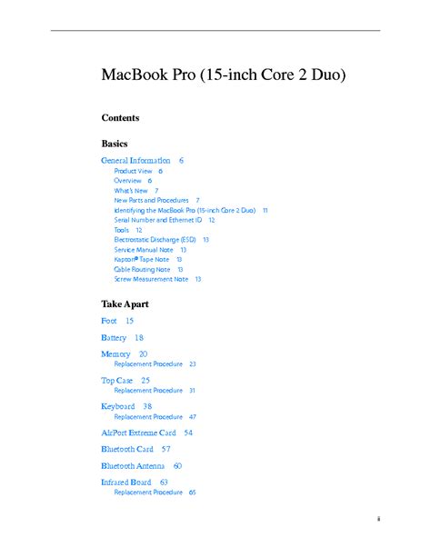 Apple Macbook Pro 15 Inch Core 2 Duo Service Repair Manual