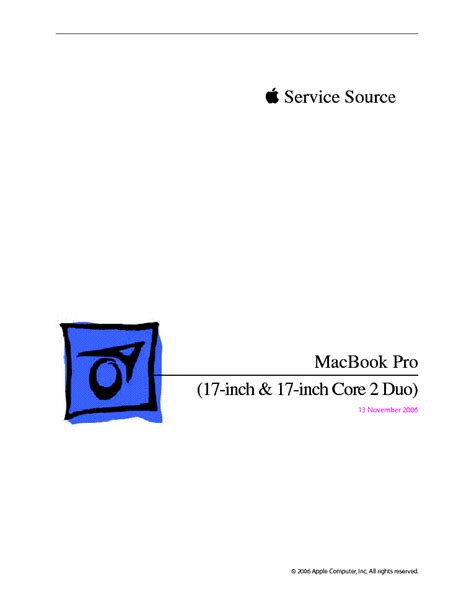 Apple Macbook Pro 17 Inch Core Duo Service Repair Manual