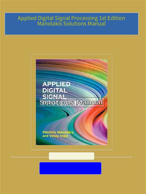 Applied Digital Signal Processing Manolakis Solution Manual