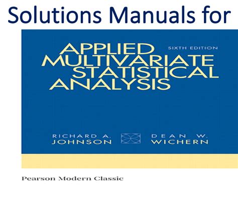 Applied Multivariate Statistics Johnson Solution Manual