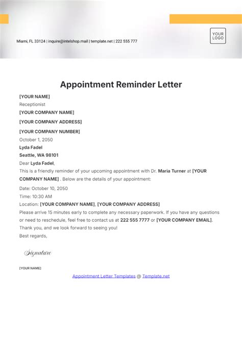 Appointment Reminder Email Template