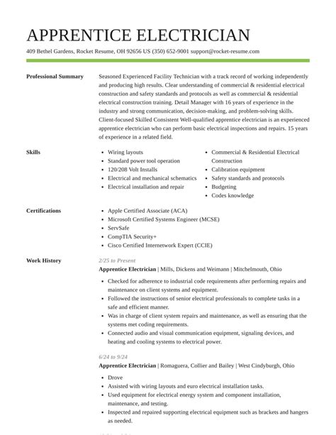 Apprentice Electrician Resume Template