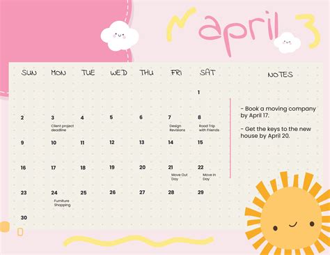 April Calendar Template