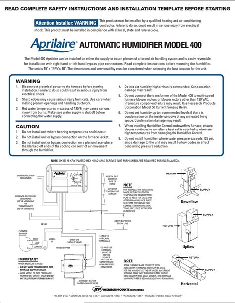 Aprilaire 400 Wiring Diagram