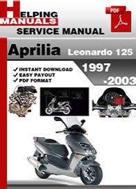 Aprilia Leonardo 125 150 250 2003 Service Repair Manual