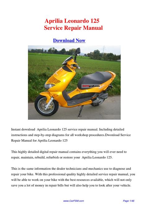 Aprilia Leonardo 125 Service Manual Free Download