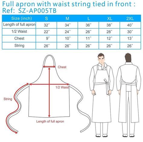 Apron Size Chart