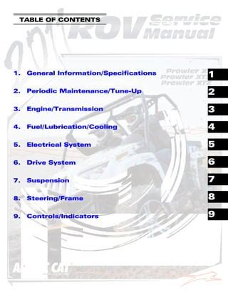 Arctic Cat 2011 Prowler Xt Xtx Xtz Rov Atv Workshop Service Repair Manual