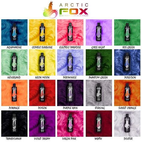 Arctic Fox Hair Dye Colour Chart