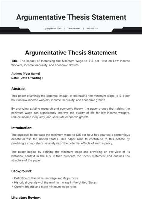 Argumentative Thesis Statement Template