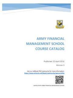 Army Financial Management School Course Catalog