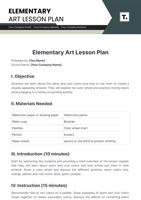 Art Lesson Plan Template