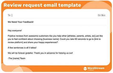 Asking For A Review Template