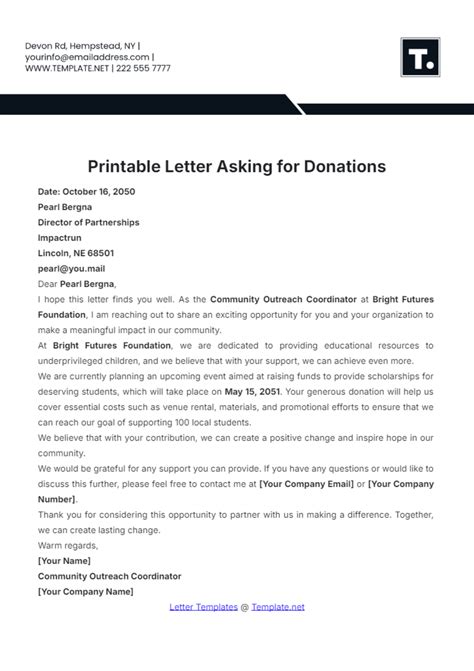 Asking For Donations Template