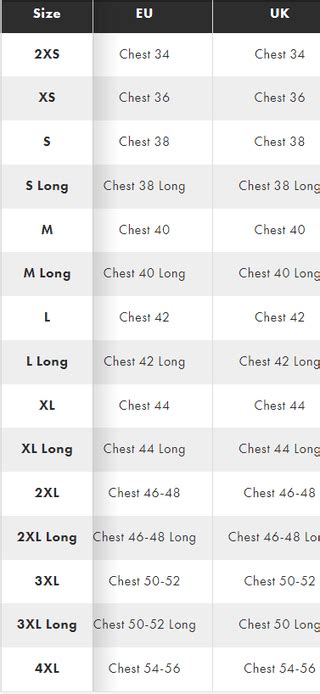 Asos Clothes Size Chart