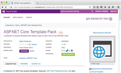 Asp Net Core Template Pack Visual Studio 2017