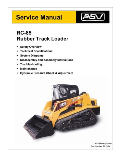 Asv Posi Track Rc 30 Track Loader Service Repair Workshop Manual Download