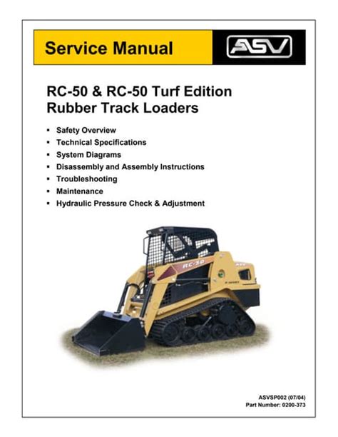 Asv Posi Track Rc 50 Track Loader Service Repair Manual Download