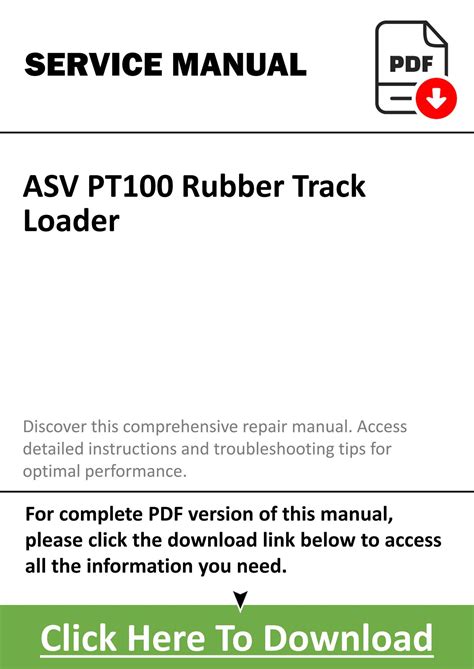 Asv Pt100 Rubber Track Loader Service Repair Manual Download