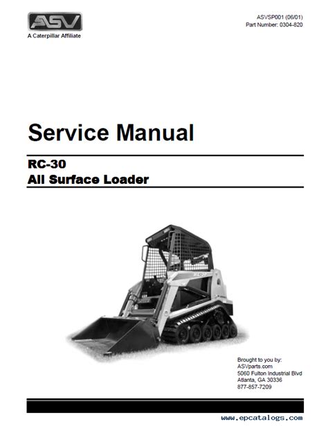 Asv Rc30 Rubber Track Loader Service Repair Manual