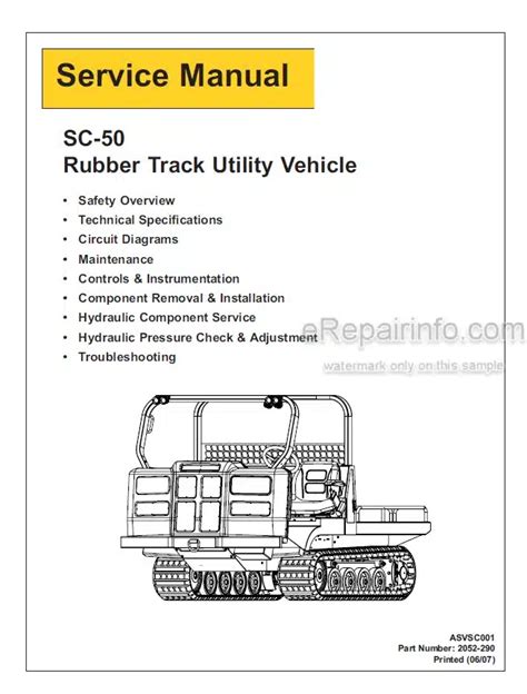 Asv Sc50 Scout Utility Vehicle Manual Set Operators Repair Service Parts Shop Manuals