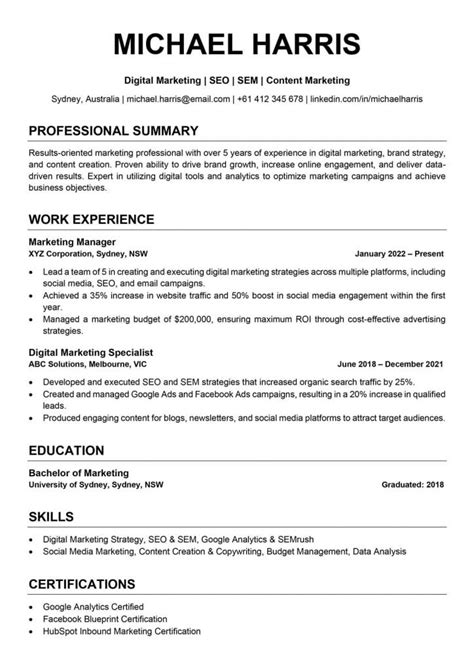 Ats Friendly Resume Free Templates