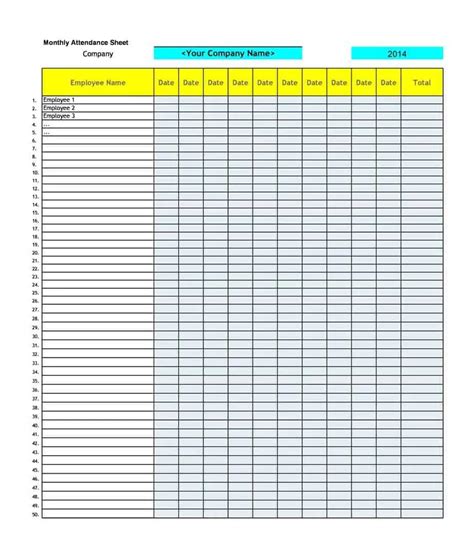 Attendance Register Template