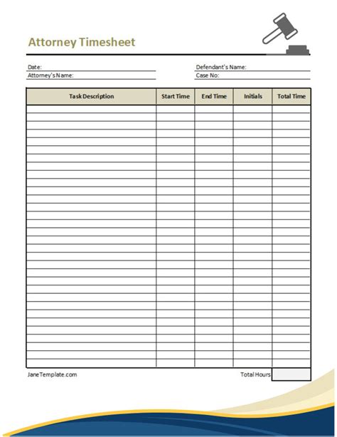 Attorney Timesheet Template