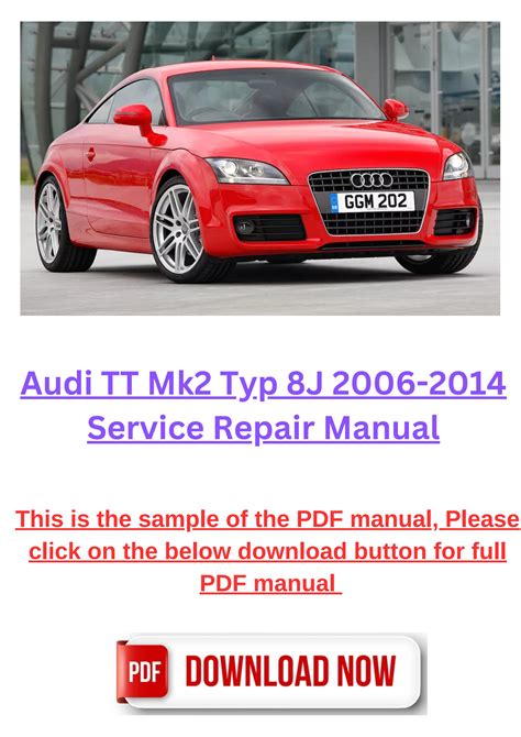 Audi Tt Mk2 Typ 8j 2006 2014 Service Repair Manual Pdf