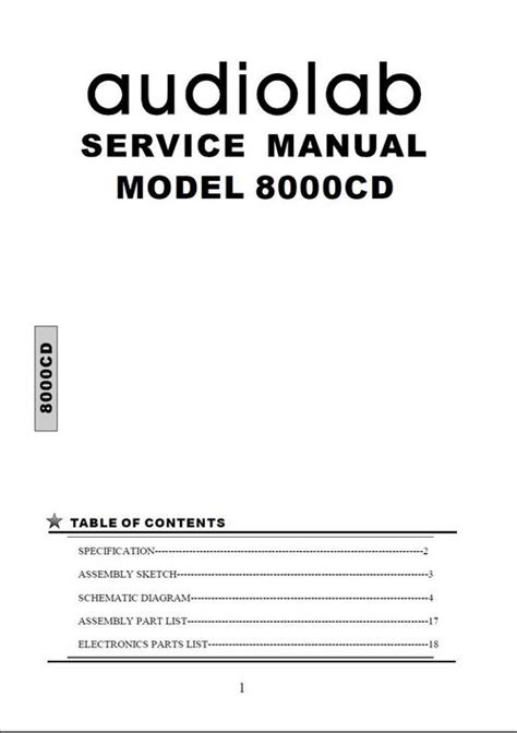 Audiolab 8000cd Original Service Manual In Pdf