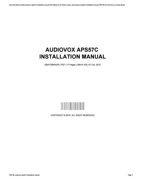 Audiovox Aps57c Installation Manual