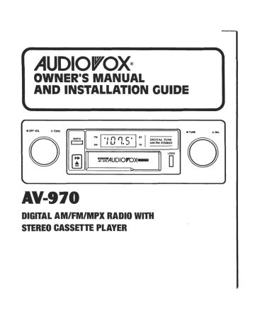 Audiovox Car Stereo System Instruction Manual