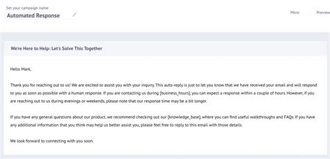 Automated Email Response Template