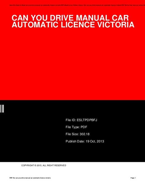 Automatic To Manual Licence Victoria