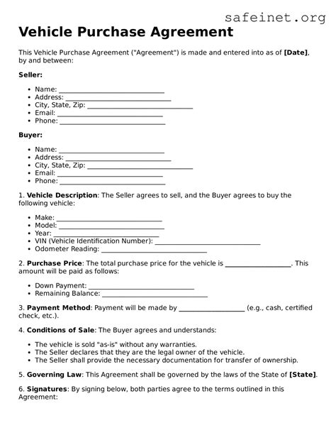 Automobile Purchase Agreement Template