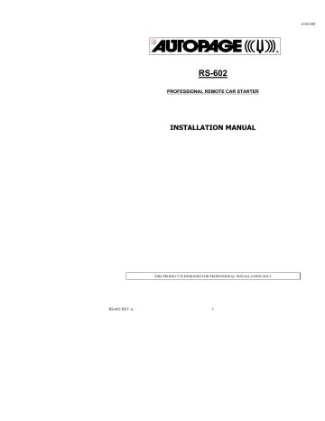 Autopage Rs 602 Installation Manual