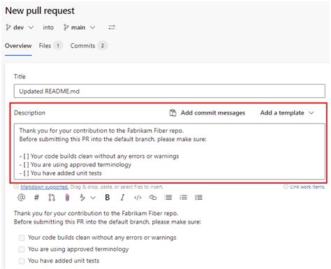 Azure Pull Request Template