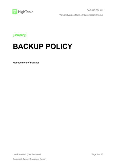 Backup Policy Template