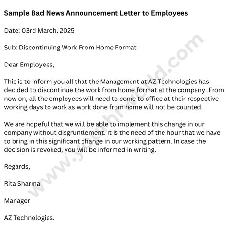 Bad News Letter Template