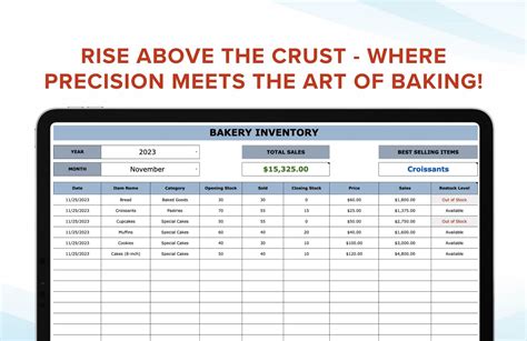 Bakery Inventory Template
