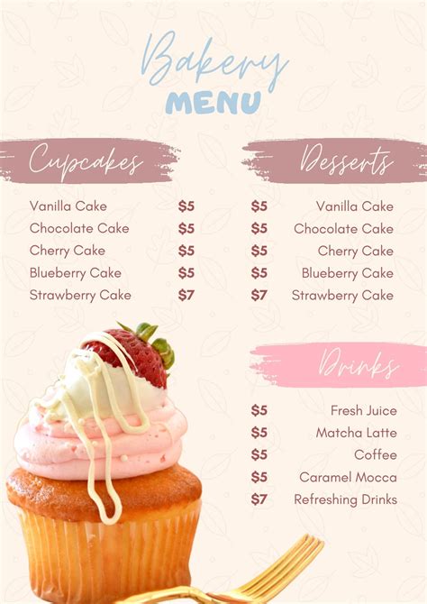 Baking Menu Template