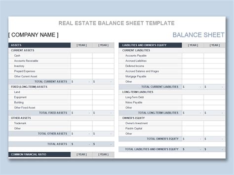 Balance Sheet Templates Free