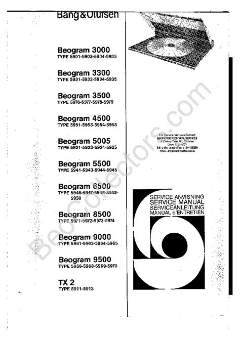 Bang Olufsen Beogram 4500 5005 5500 Service Manual