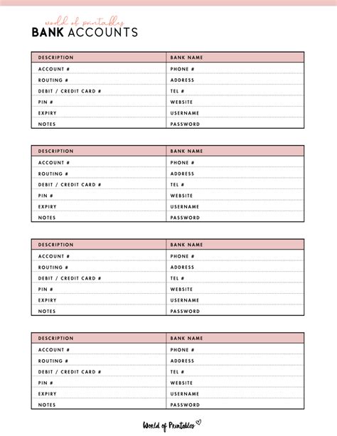 Bank Account Template
