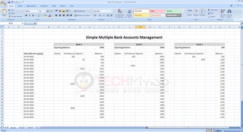 Bank Account Template Excel Free