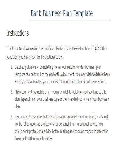 Bank Business Plan Template
