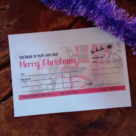 Bank Of Mum And Dad Printable Cheque