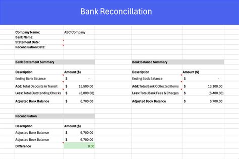 Bank Rec Template Excel