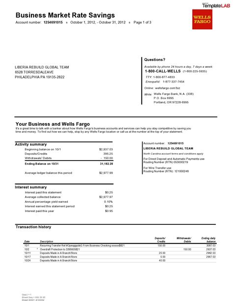 Banking Statement Template